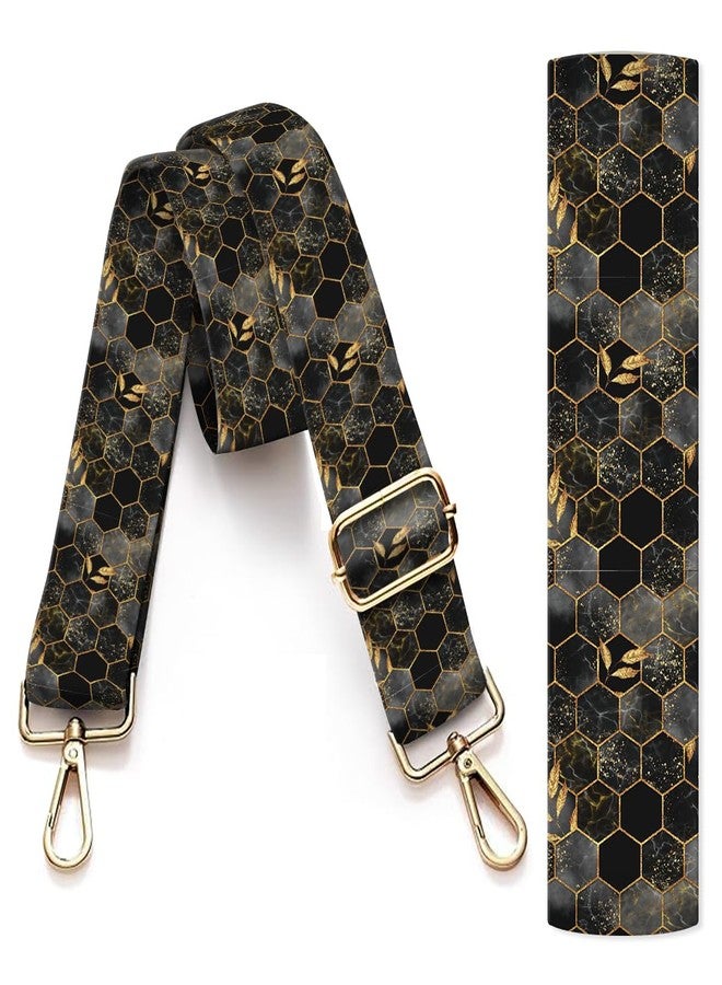 AIOGPD Purse Strap Replacement Crossbody, 3.8cm Wide Shoulder Strap Adjustable Replacement Belt Gold Buckle, Handbag Crossbody Bag Strap Gold Bee Pattern - Image 1